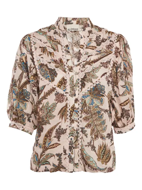 ALEMAIS pre-owned printed lace trim shirt
