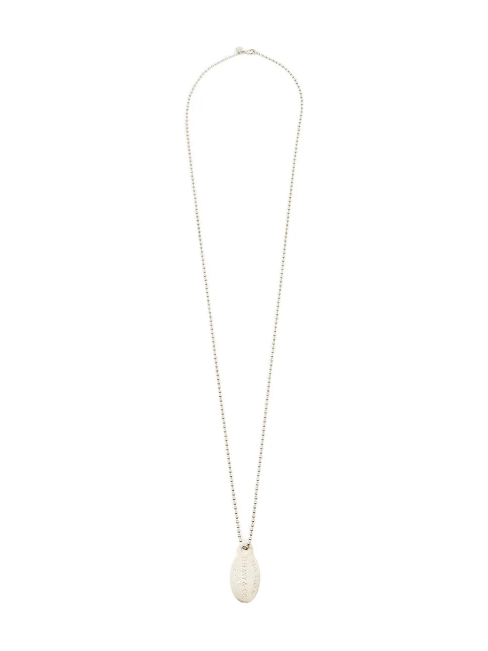 Tiffany & Co. Pre-Owned oval tag beaded chain necklace | Silver | Image 1
