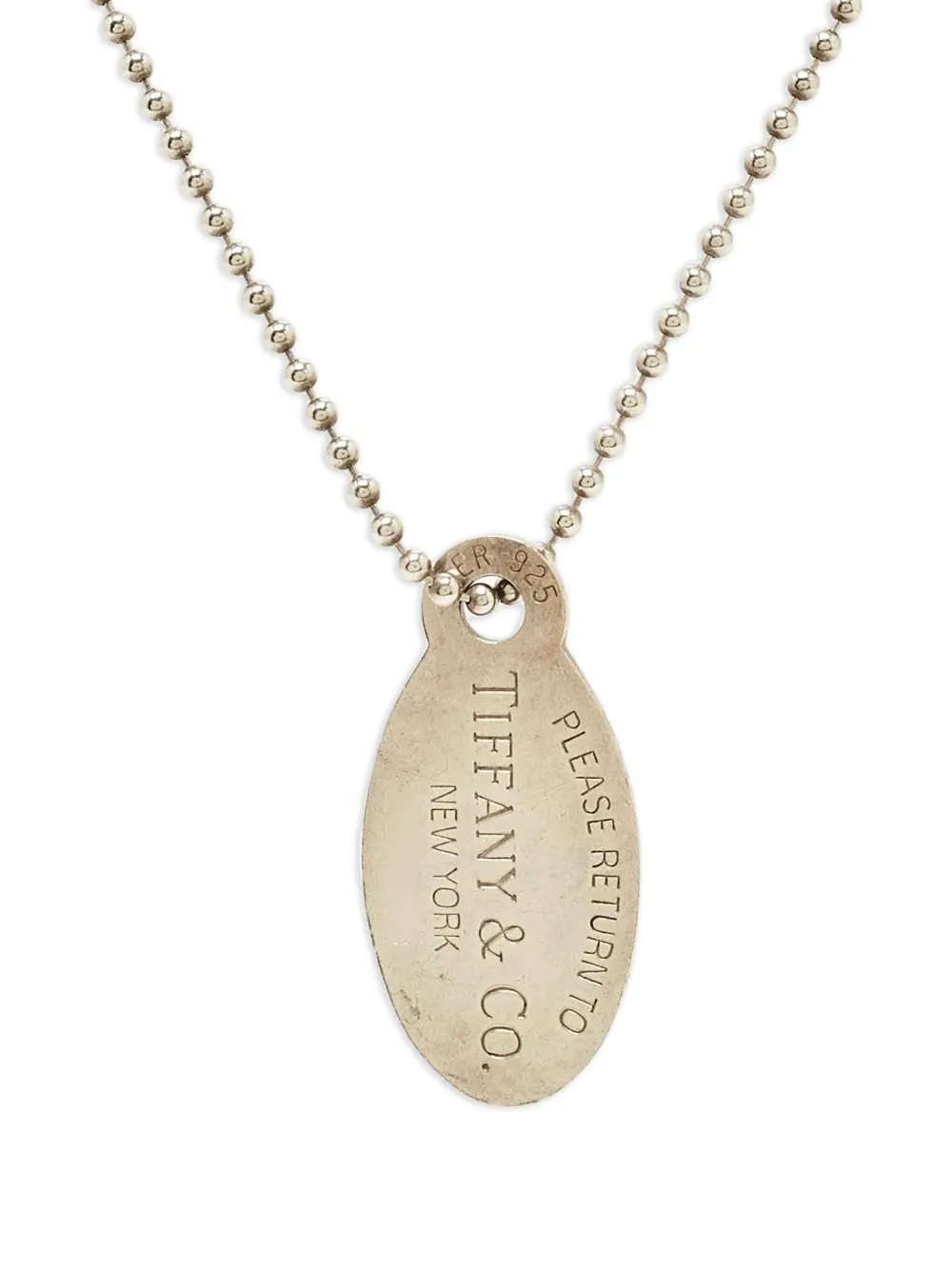 Tiffany & Co. Pre-Owned oval tag beaded chain necklace | Image 2