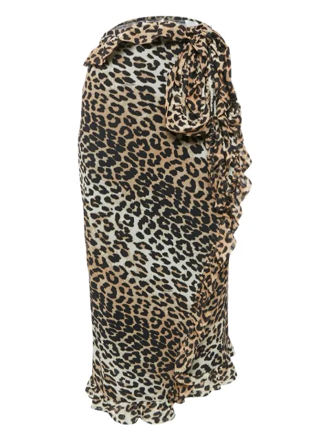 GANNI leopard-print ruffled midi skirt 
