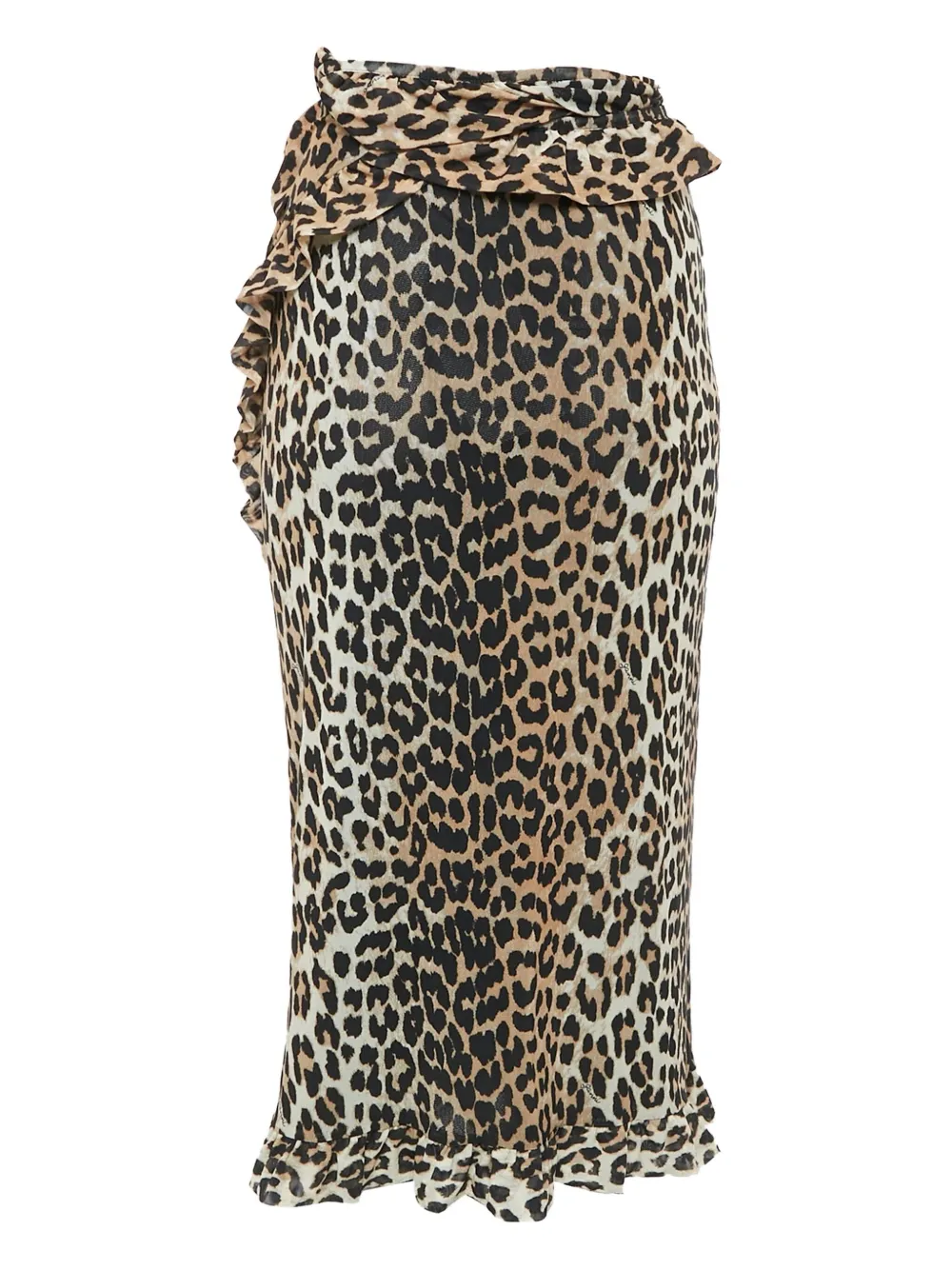 GANNI leopard-print ruffled midi skirt | Image 2