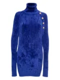 Balmain Pre-Owned ribbed turtleneck dress - Blue