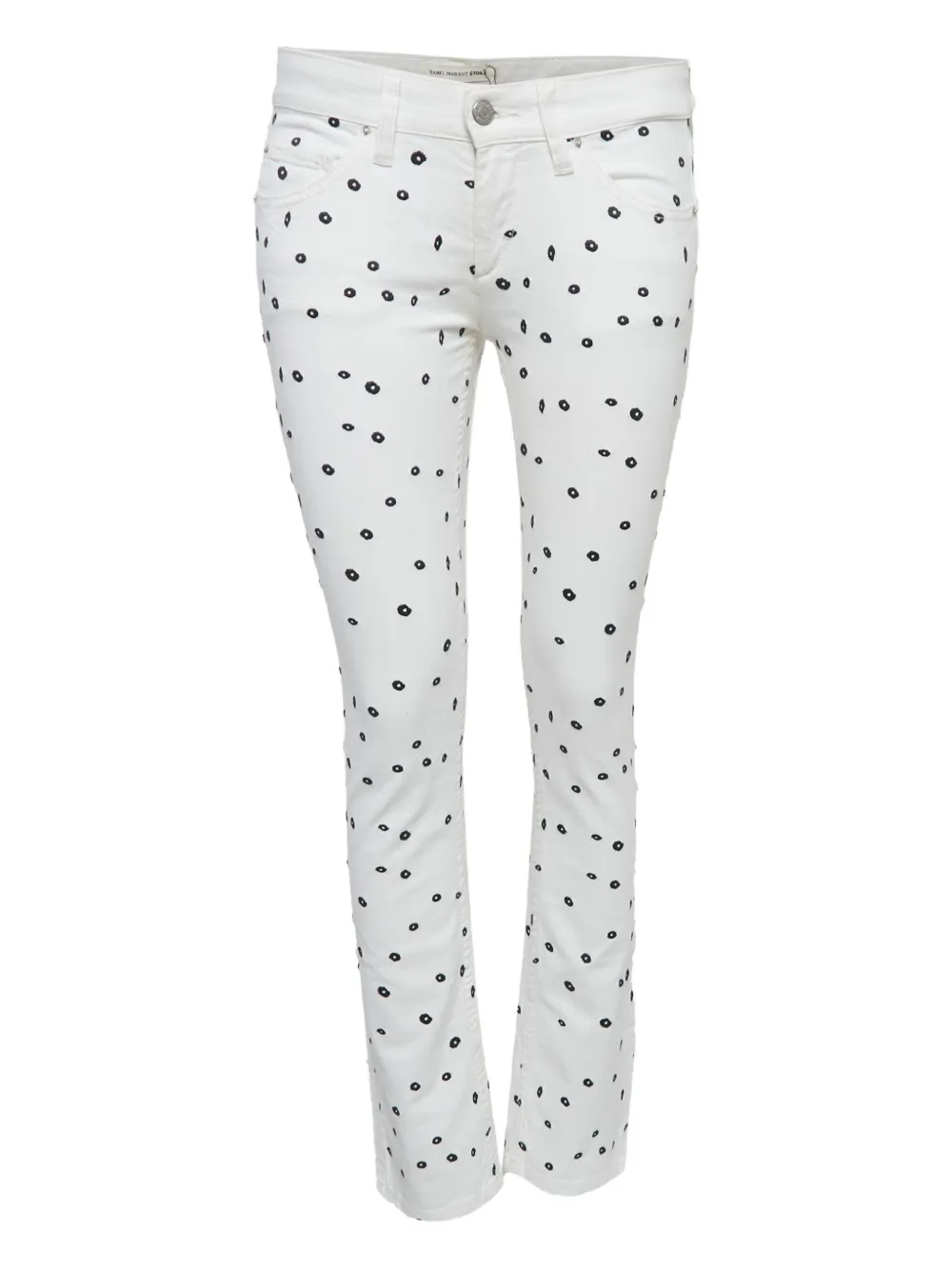 dot-embroidered trousers