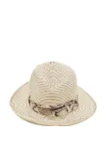 Roberto Cavalli Vintage straw snake ribbon hat - Neutrals
