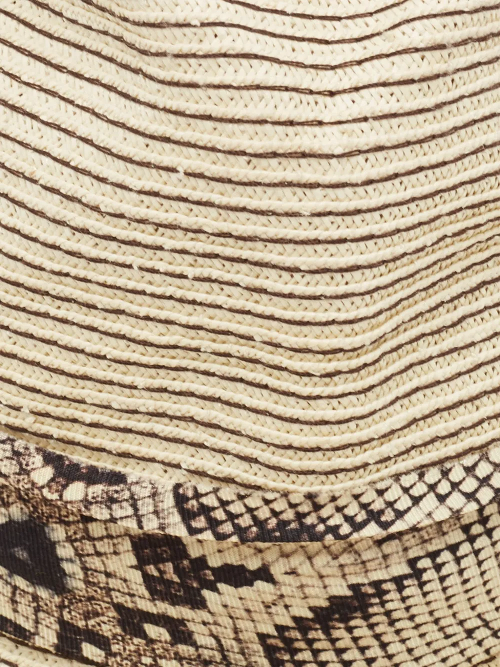 Pre-owned Roberto Cavalli Vintage Straw Snake Ribbon Hat In Neutral