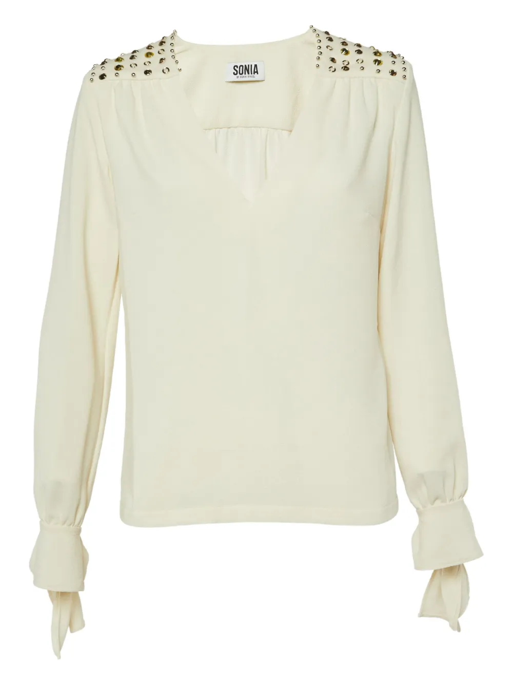 Sonia Rykiel Pre-Owned 2024 shoulder-studs tie-cuffs top | Neutrals | Image 1
