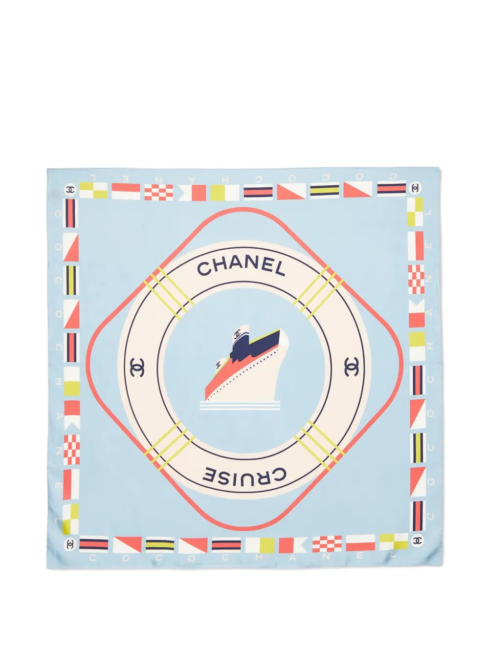 CHANEL Pre-Owned Cruise-print silk scarf - ブルー CHANEL Pre-Owned Cruise-print silk scarf - ブルー