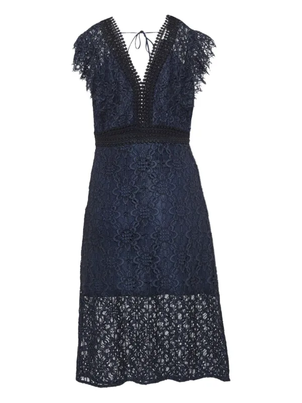sandro blue dress SANDRO Knit And Denim Midi Dress - Blue main image 0