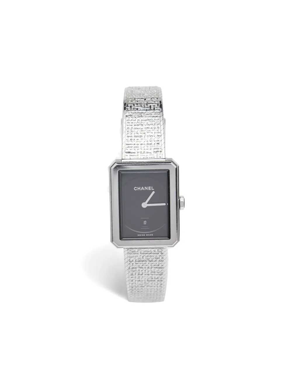CHANEL Pre-Owned Steel Mesh Bracelet Rectangular Case 28mm - ブラック CHANEL Pre-Owned Steel Mesh Bracelet Rectangular Case 28mm - ブラック