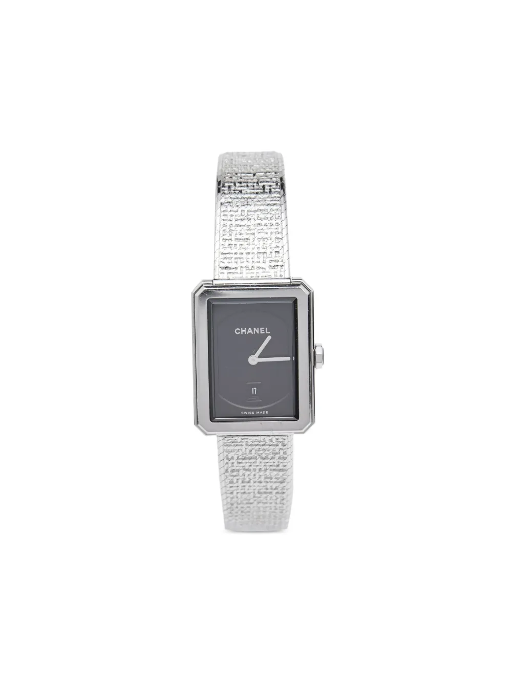 CHANEL Pre-Owned Steel Mesh Bracelet Rectangular Case 28mm | Black | Image 1