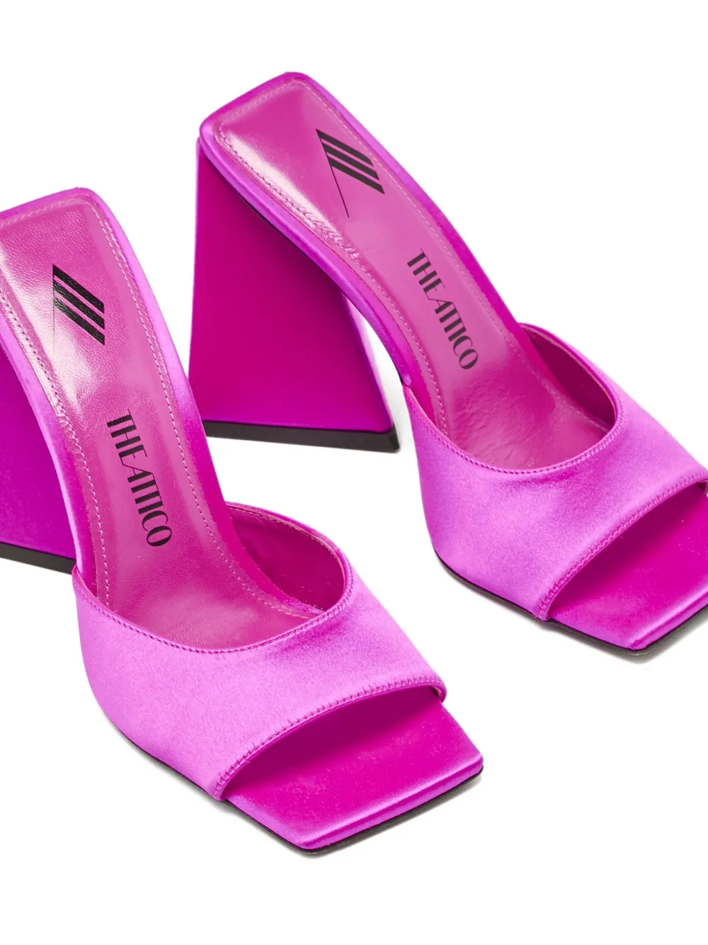 The Attico Pre-owned 110 mm satijnen sandalen met vierkante neus - Roze