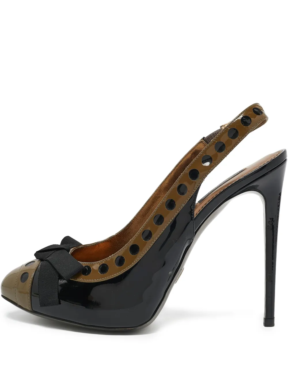 D&G pre-owned 110mm patent-leather bow-detail pumps - Grau