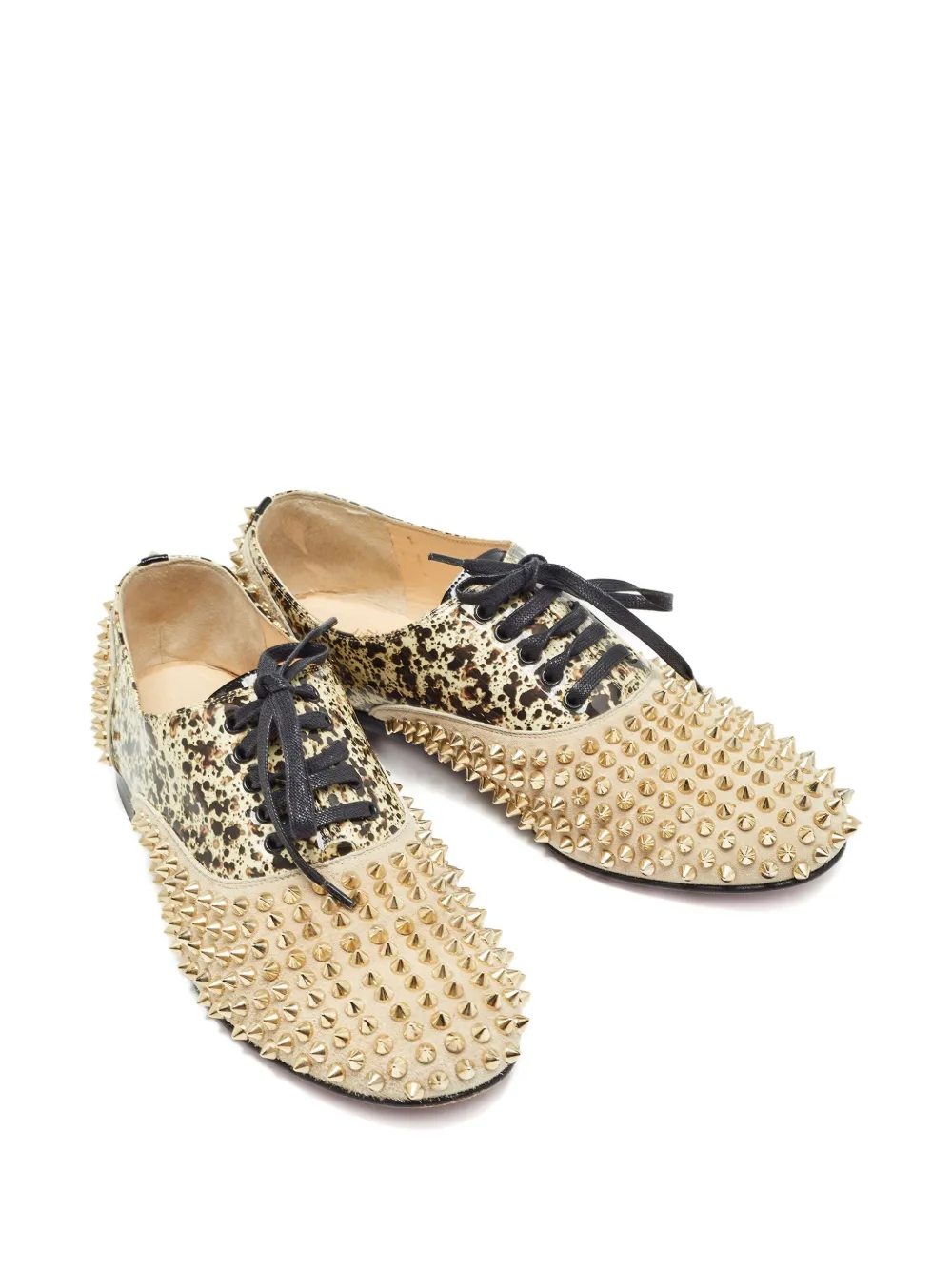Christian Louboutin Pre-Owned Oxford schoenen met luipaardprint en studs - Beige