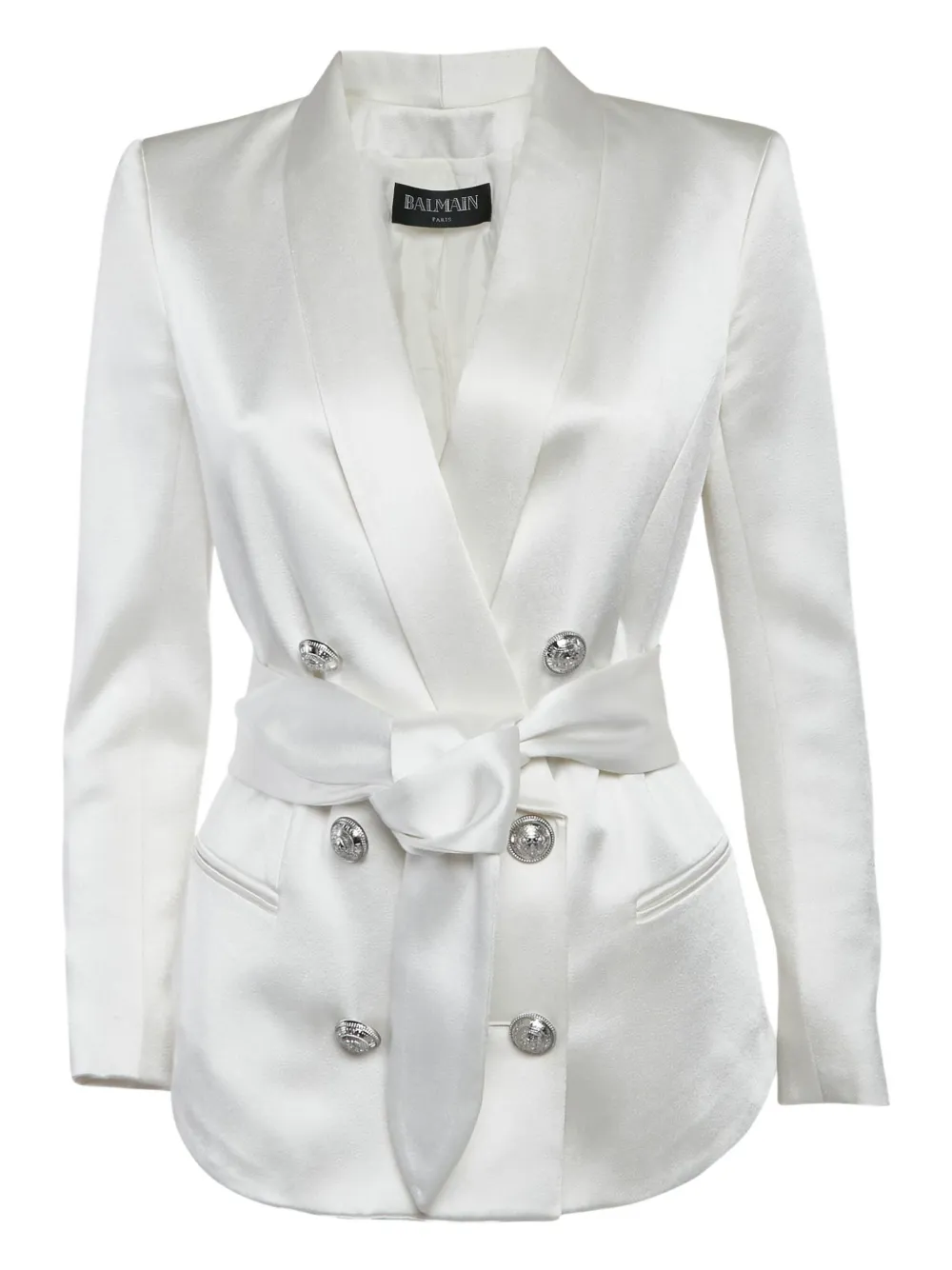 Balmain Pre-Owned satin double-breasted blazer | White | Image 1