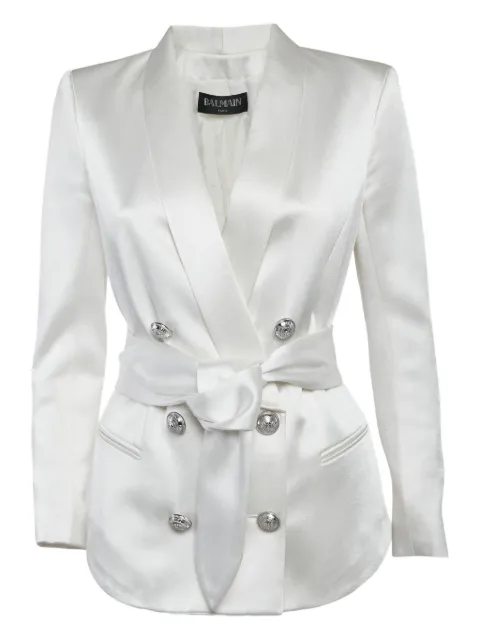 Balmain Pre-Owned 새틴 더블 브레스티드 블레이저