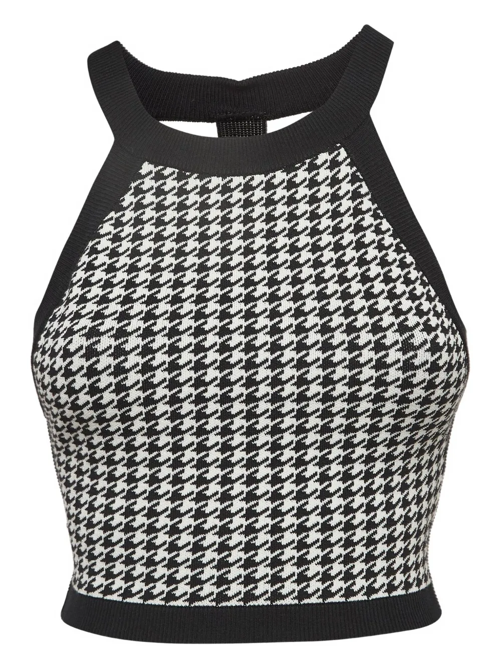 Pre-owned Nagnata Houndstooth-pattern Top In Black