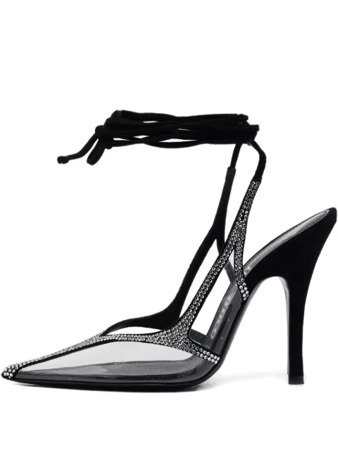 The Attico 120mm crystal-embellished laced pumps
