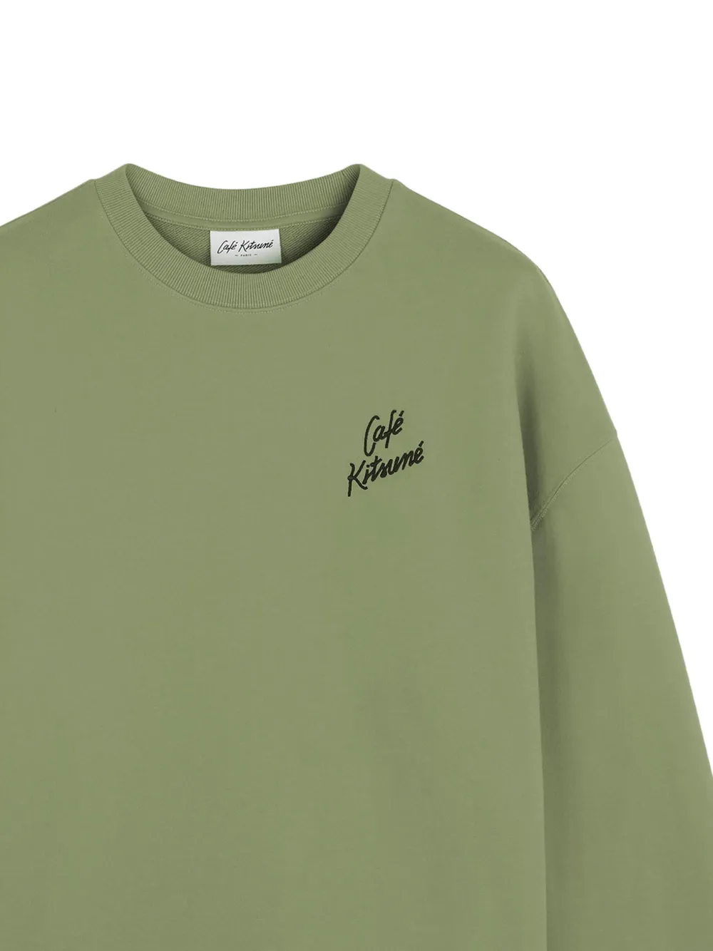 Café Kitsuné Embroidered-logo Sweatshirt In Green