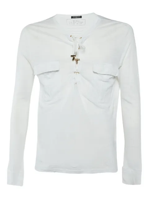 Balmain Pre-Owned lace-up long-sleeves T-shirt 