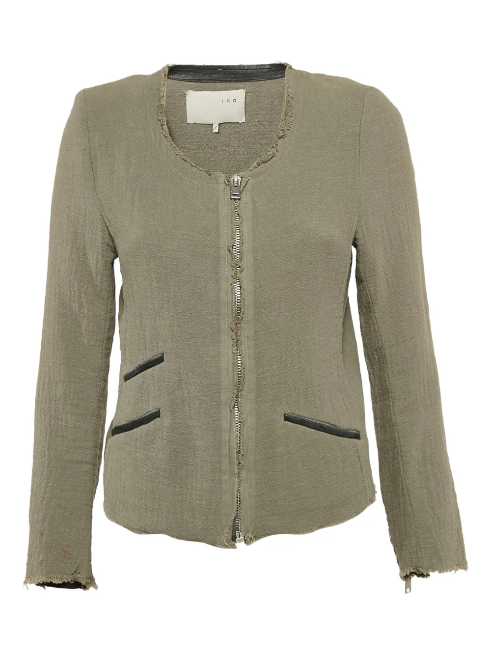 IRO 2024 frayed trim leather pocket jacket - Verde