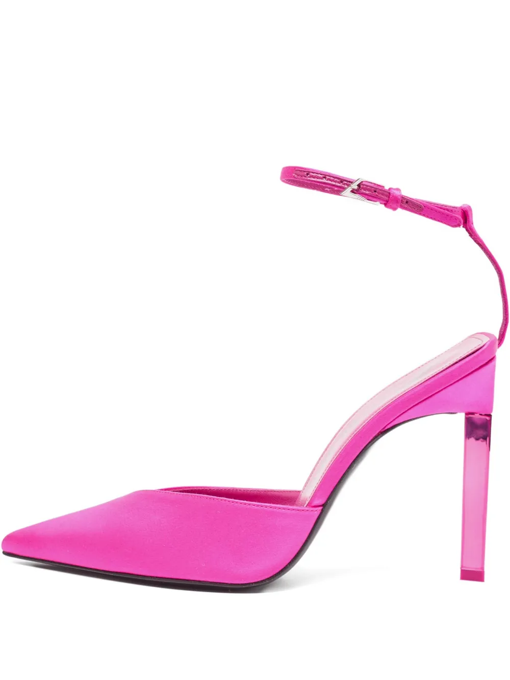 The Attico 120mm pointed toe satin ankle strap pumps | Pink | Image 1