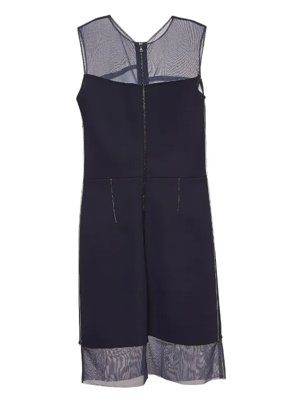 Sandro Mesh-panel Dress - Blue Sandro Mesh-panel Dress - Blue