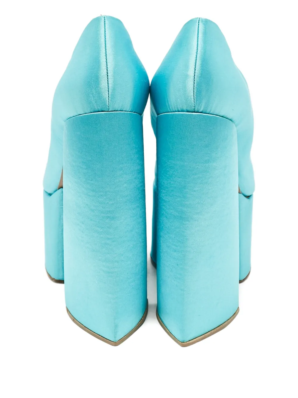 Pre-owned Georges Hobeika 160mm Platform Satin Pumps In Blue