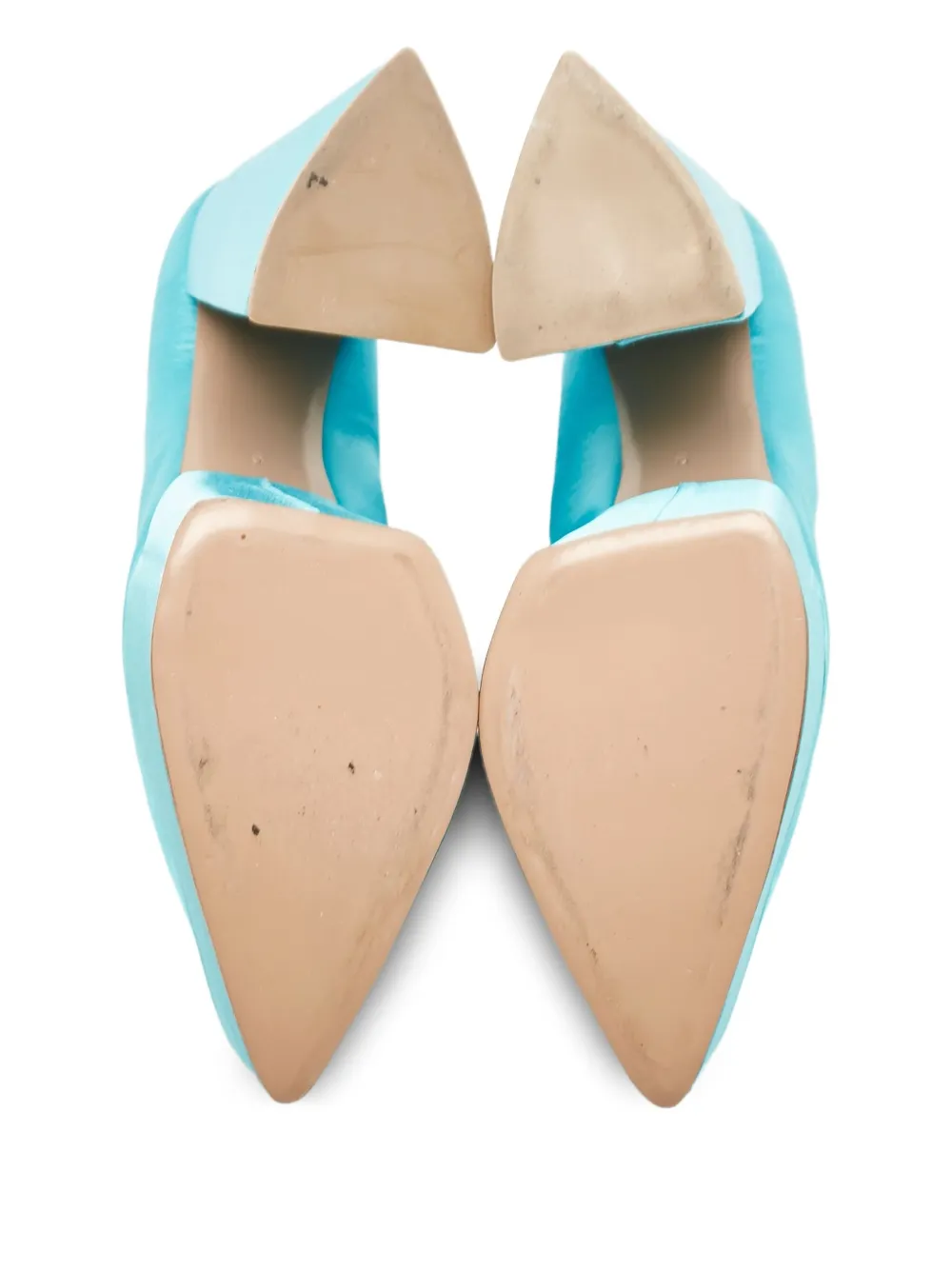 Pre-owned Georges Hobeika 160mm Platform Satin Pumps In Blue