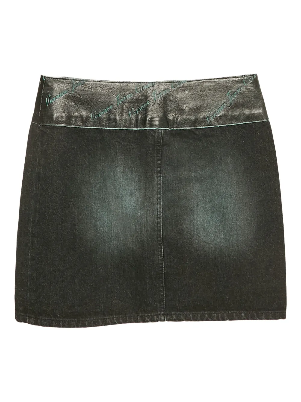 Versace Pre-Owned Denim rok met logodetail - Zwart