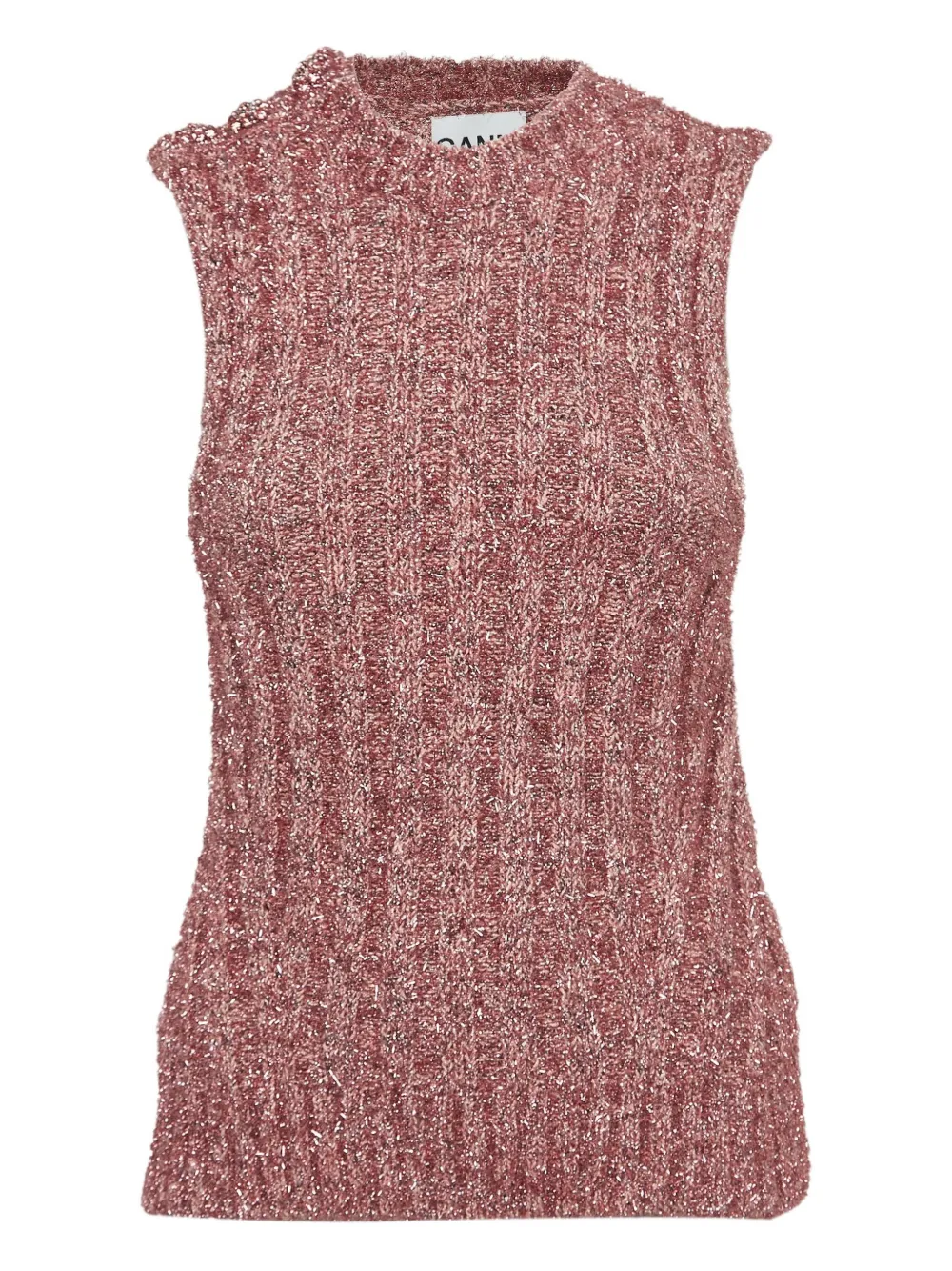 Pre-owned Ganni  Crystal-button Ribbed Vest