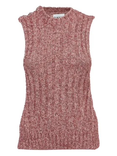 GANNI pre-owned crystal-button ribbed vest