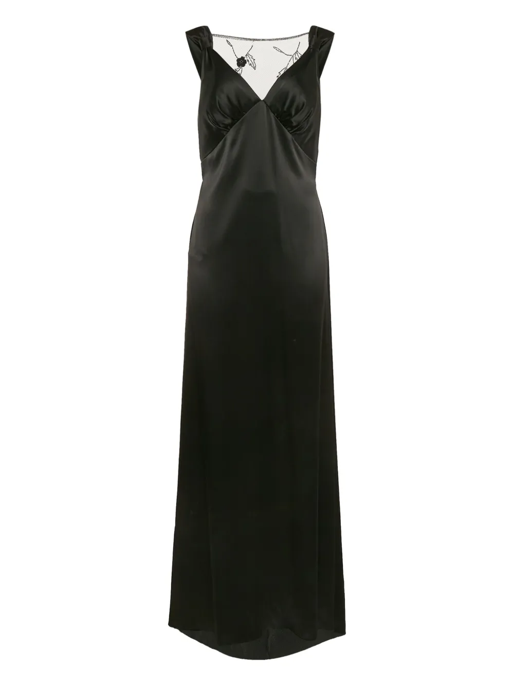 NICOLE BAKTI satin embroidered-back maxi dress | Black | Image 1