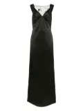 NICOLE BAKTI satin embroidered-back maxi dress - Black