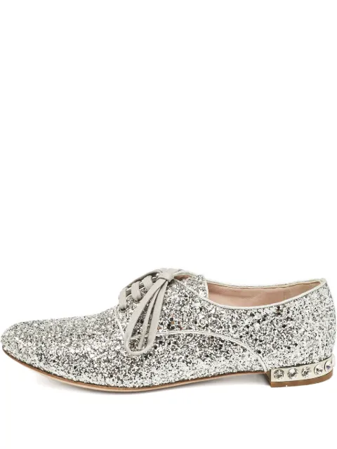 Miu Miu Pre-Owned glitter lace-up shoes