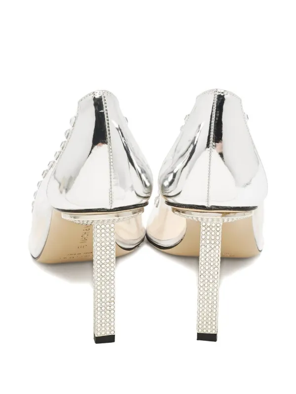 MACH & MACH ビジュートリム レザーパンプス | シルバートーン