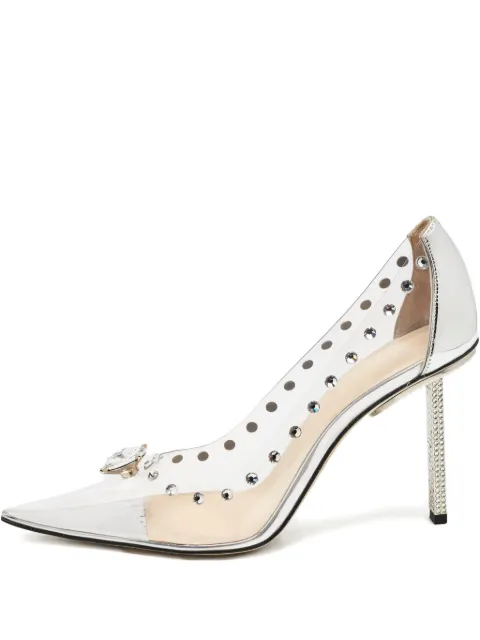 MACH & MACH crystal-embellished leather pumps