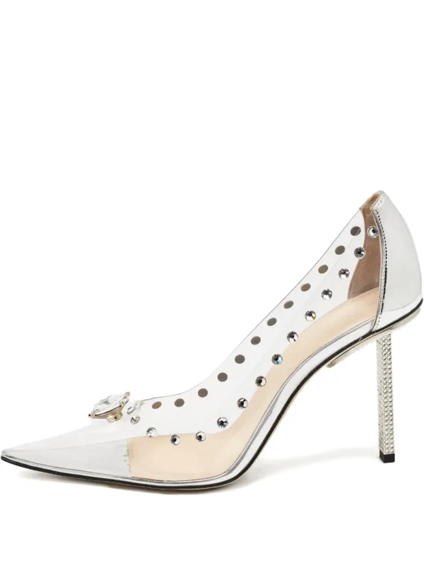 MACH & MACH ビジュートリム レザーパンプス | シルバートーン