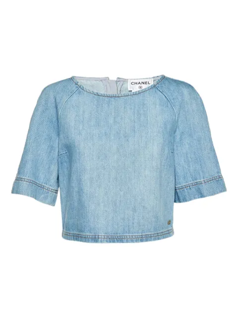 CHANEL Pre-Owned 2024 denim raglan-sleeve blouse