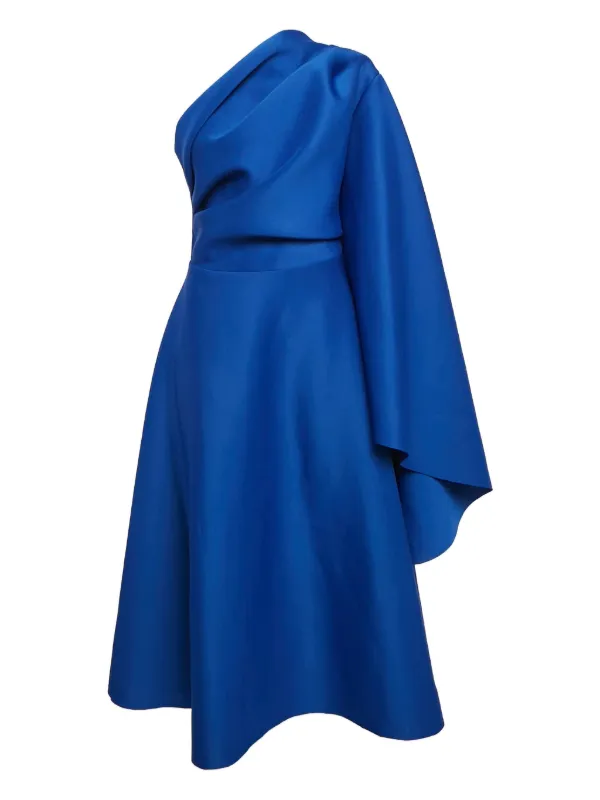 one shoulder drape midi dress Blush KarenMillen Satin Back Crepe One Shoulder Drape Midi Dress