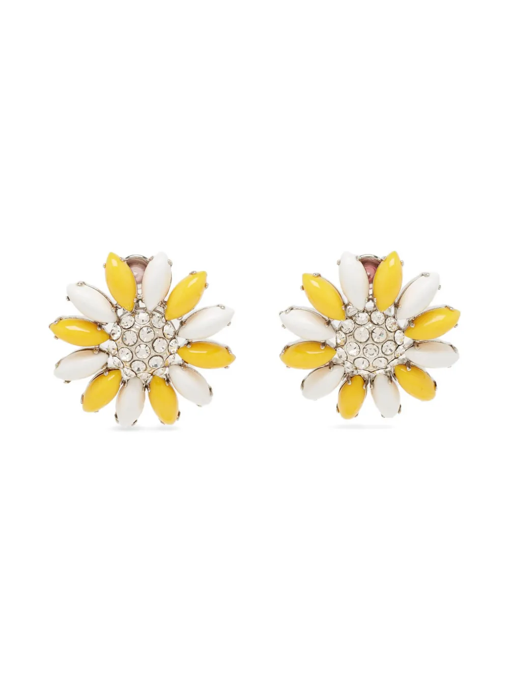 Miu Miu Pre-Owned crystal-embellished floral-motif earrings | Silver | Image 1