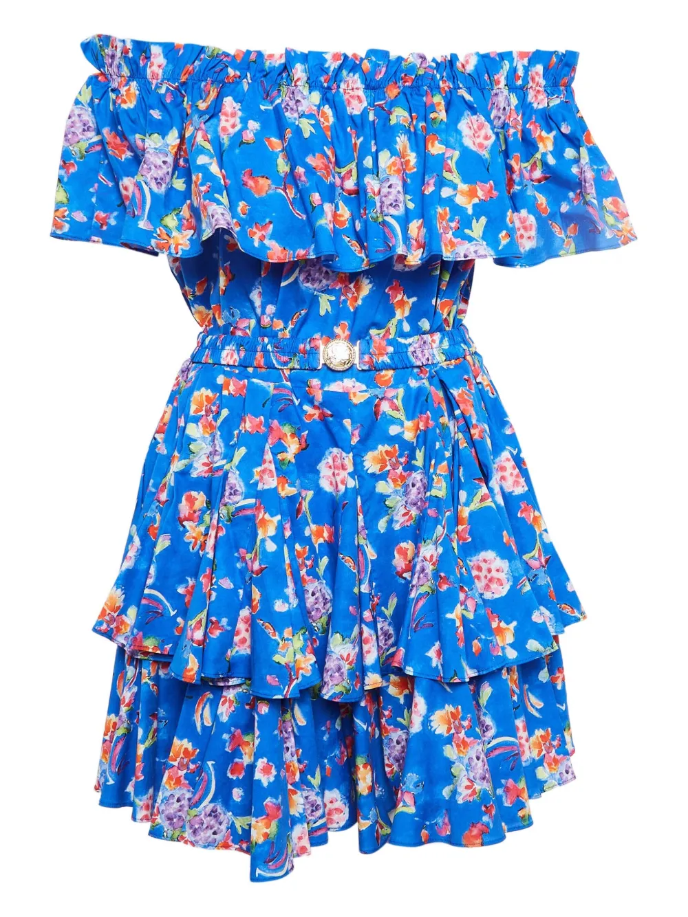 Caroline Constas floral ruffled mini dress | Blue | Image 1
