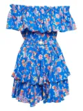 Caroline Constas floral ruffled mini dress - Blue