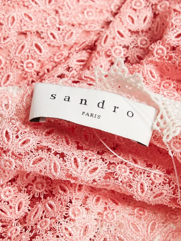 Sandro Lace Puff-sleeve Dress - Pink