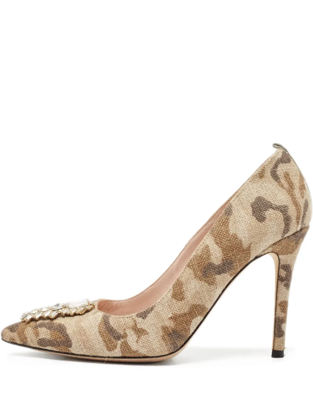 SJP by Sarah Jessica Parker pre-owned 100mm camouflage-print embellished stiletto pumps | Neutrals | Image 1