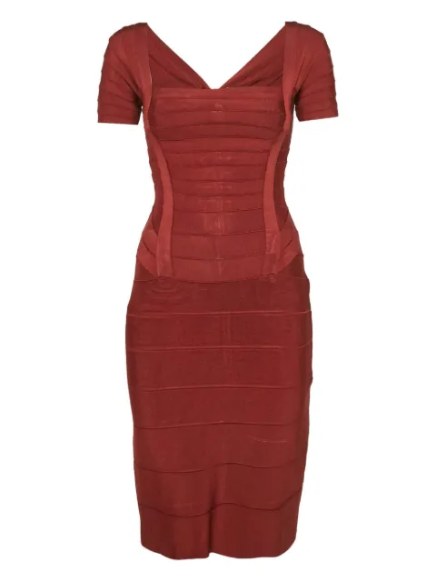 Hervé Léger Pre-Owned bandage short-sleeve midi dress