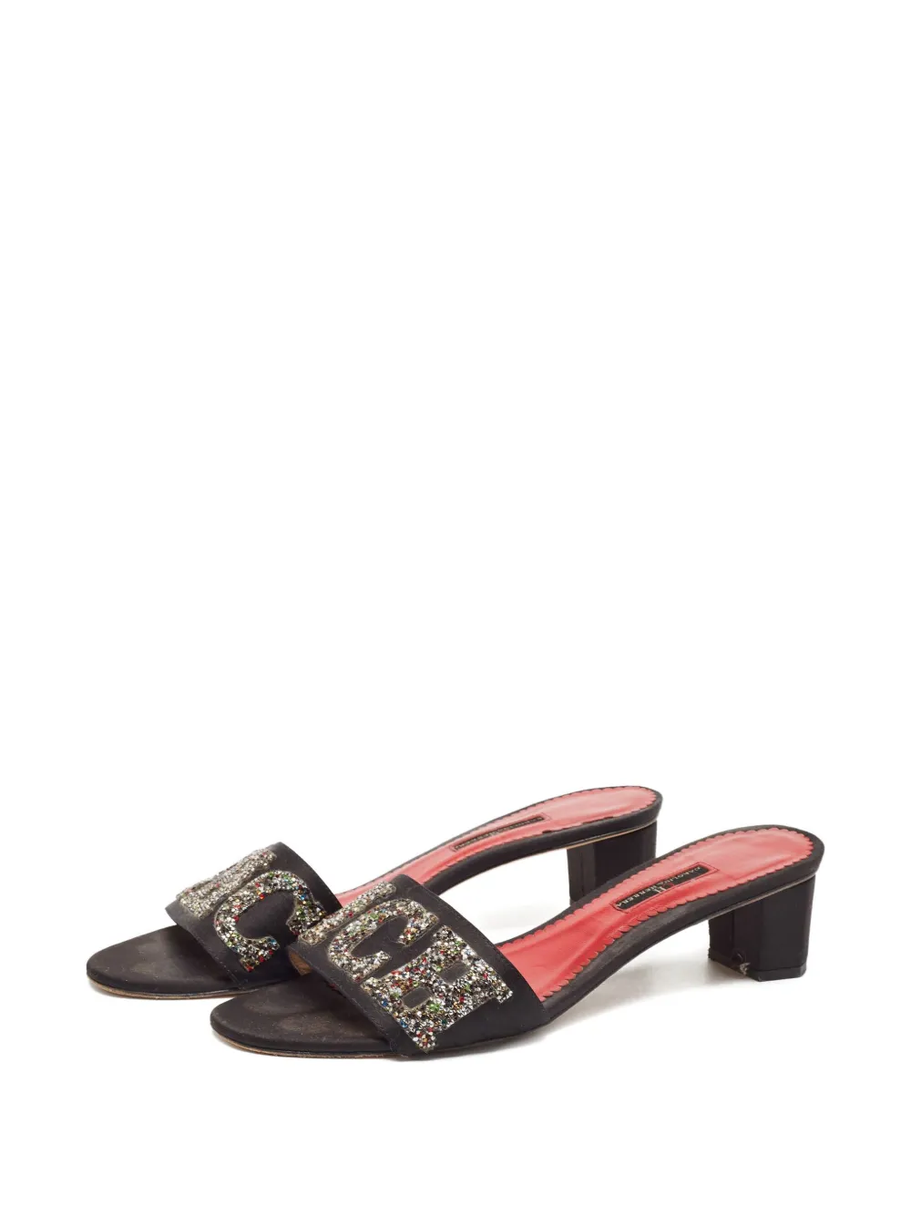 Carolina Herrera Vintage glitter block-heel sandals - Zwart