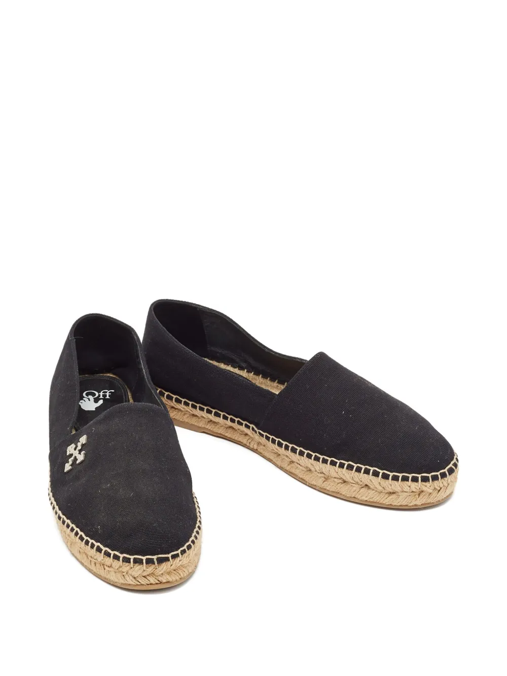 Off-White Pre-Owned Canvas espadrilles met Arrows-plakkaat - Zwart