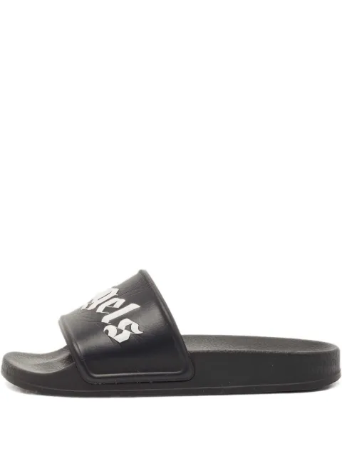 Palm Angels logo leather slides