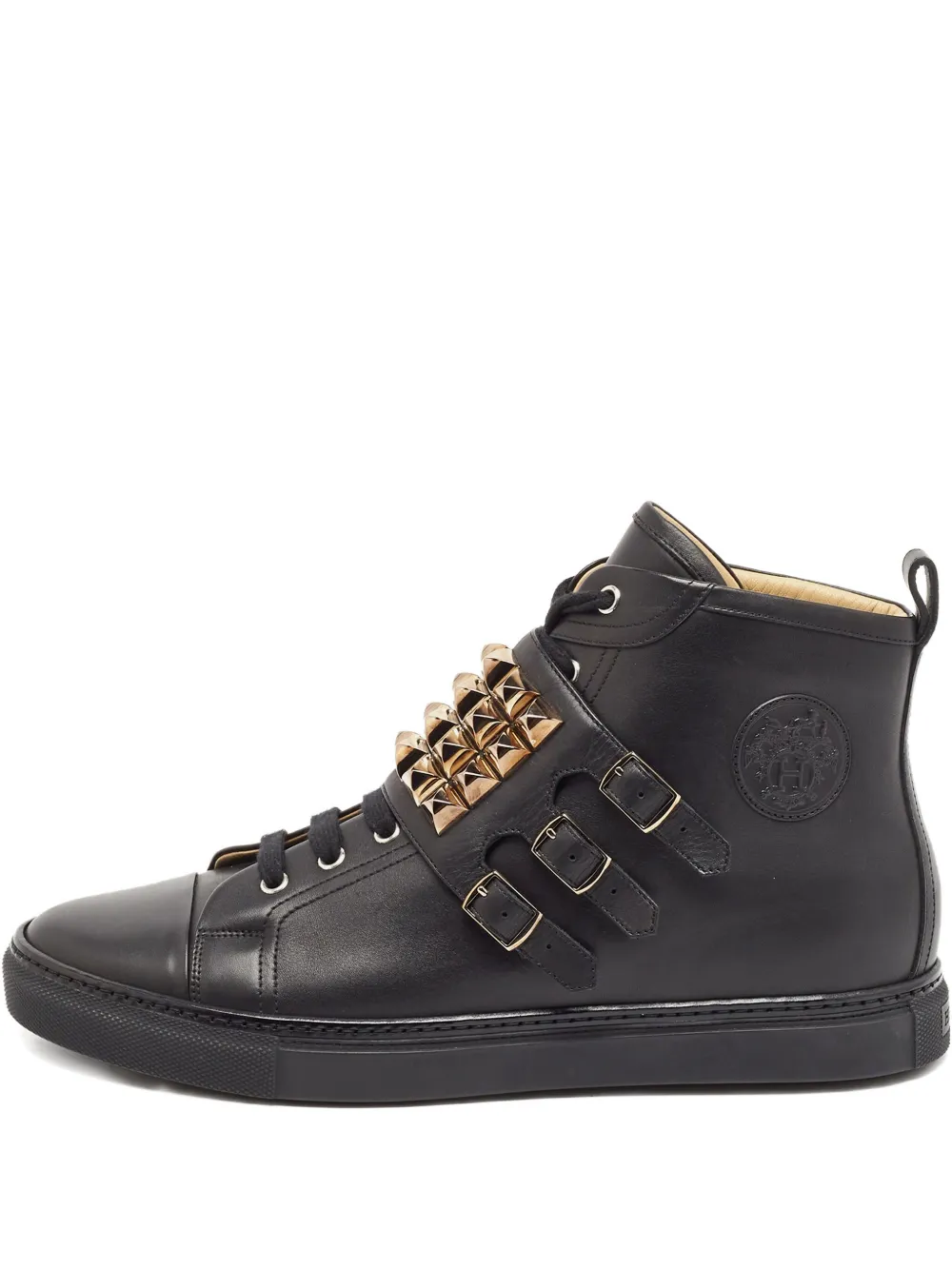 Hermès Pre-Owned leather lace-up sneakers | Black | Image 1