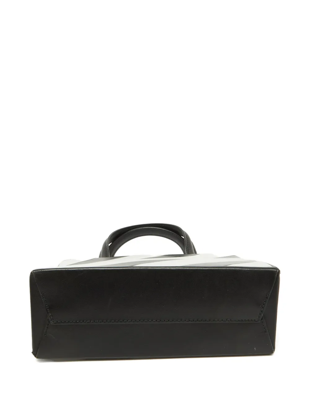 Pre-owned Off-white Diagonal Box Striped Leather Tote Bag In Black